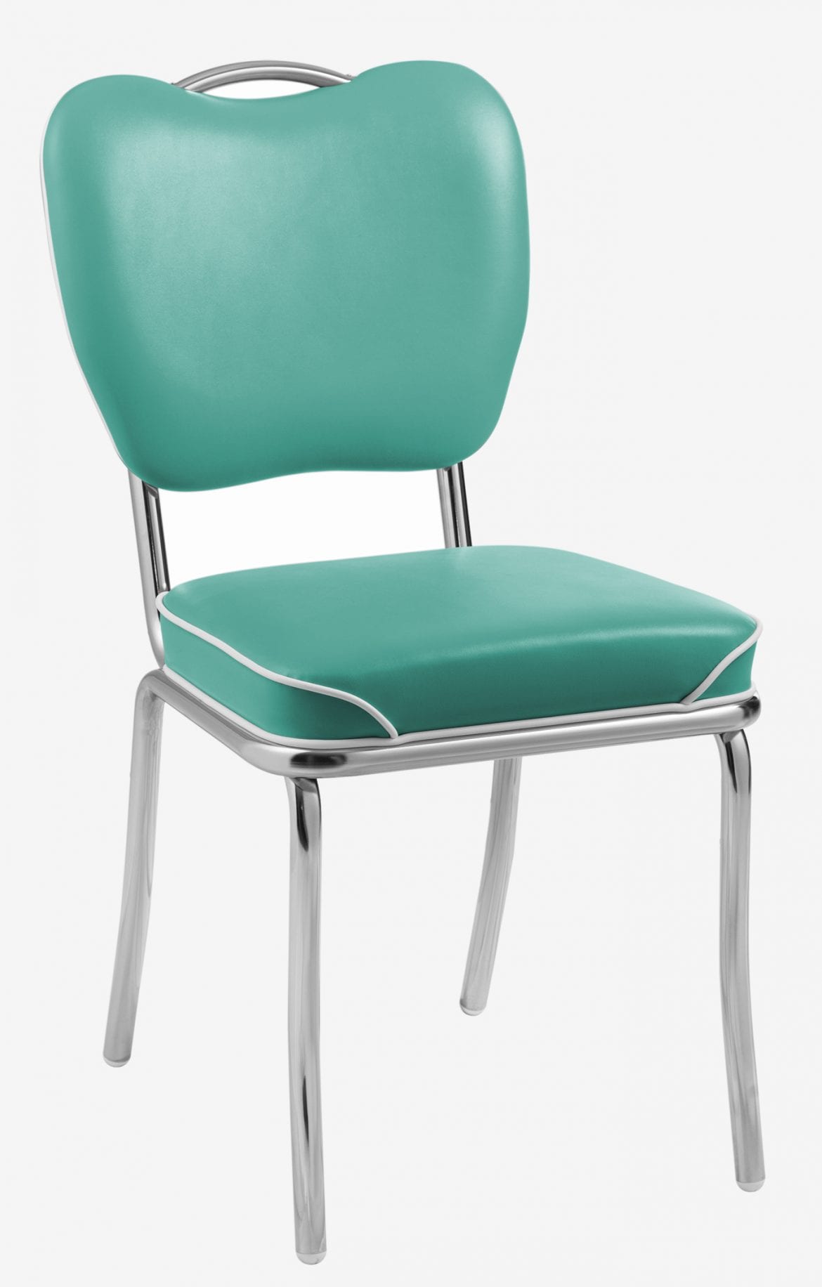 chaise de cuisine turquoise chromée Memphis