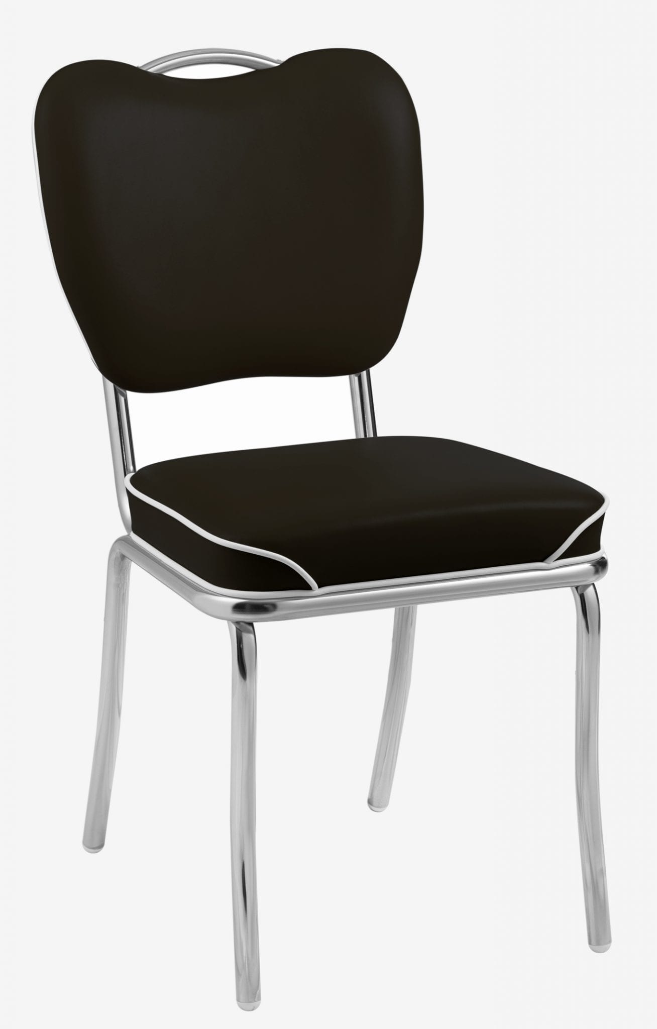 chaise de cuisine vintage noire passepoil blanc Memphis