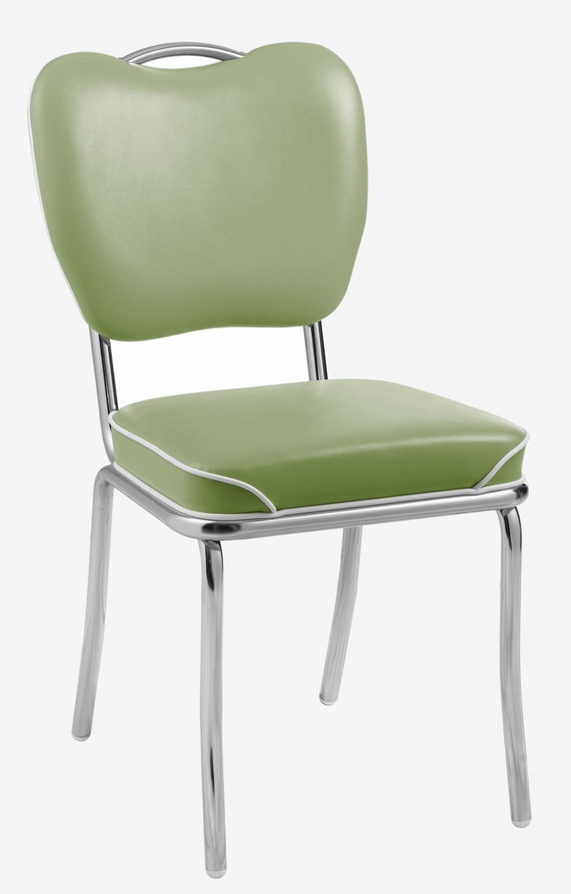 chaise en vinyle vert pistache memphis chromée vintage