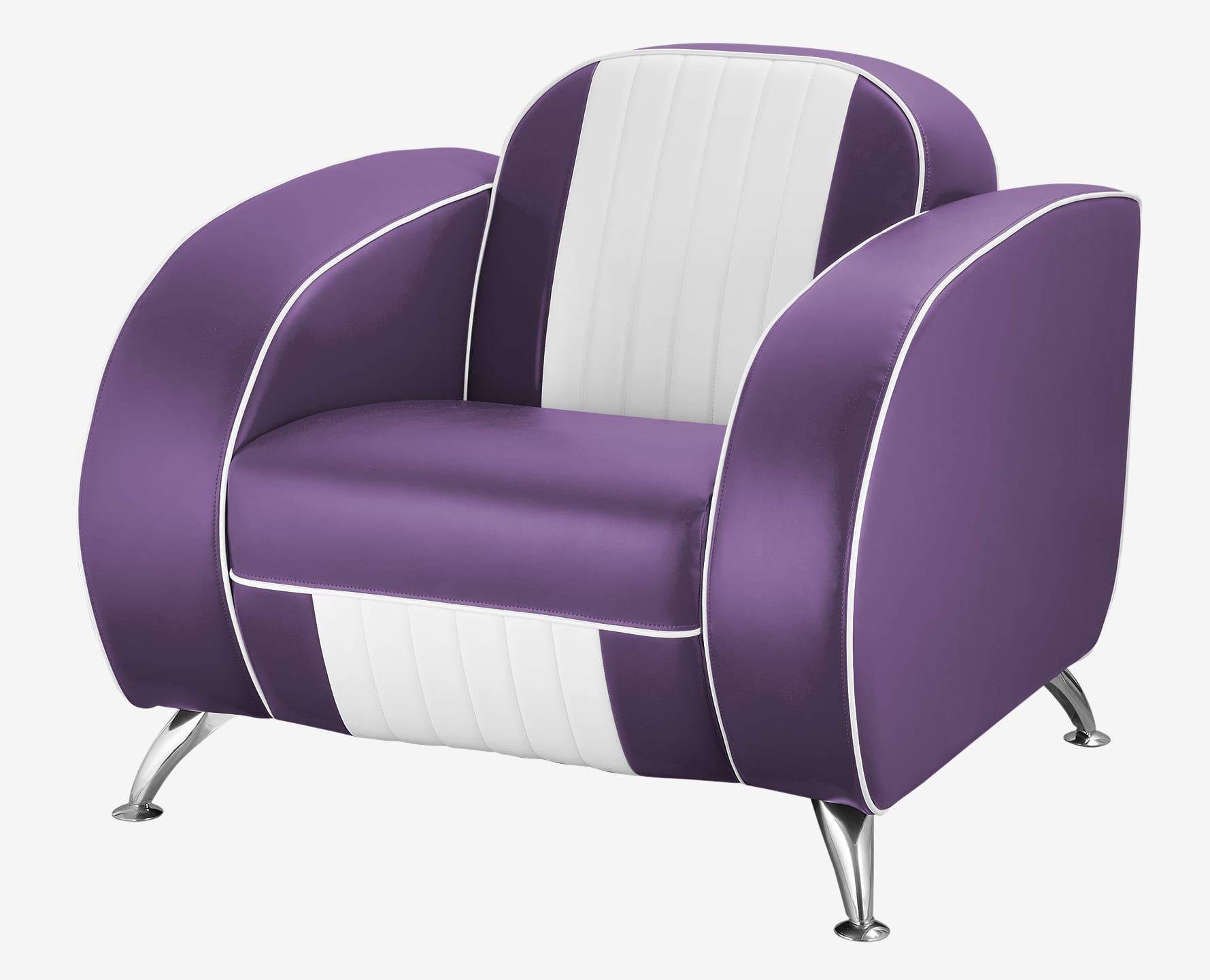 fauteuil USA rétro Atlanta bicolore vinyle violet et blanc