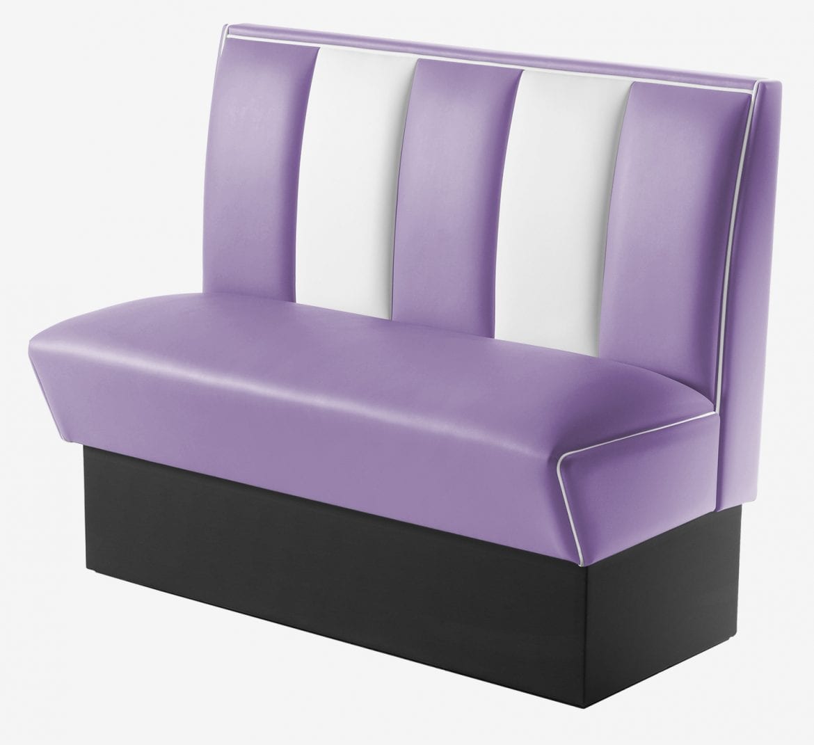 banquette 50s US bicolore en vinyle mauve et blanc rétro