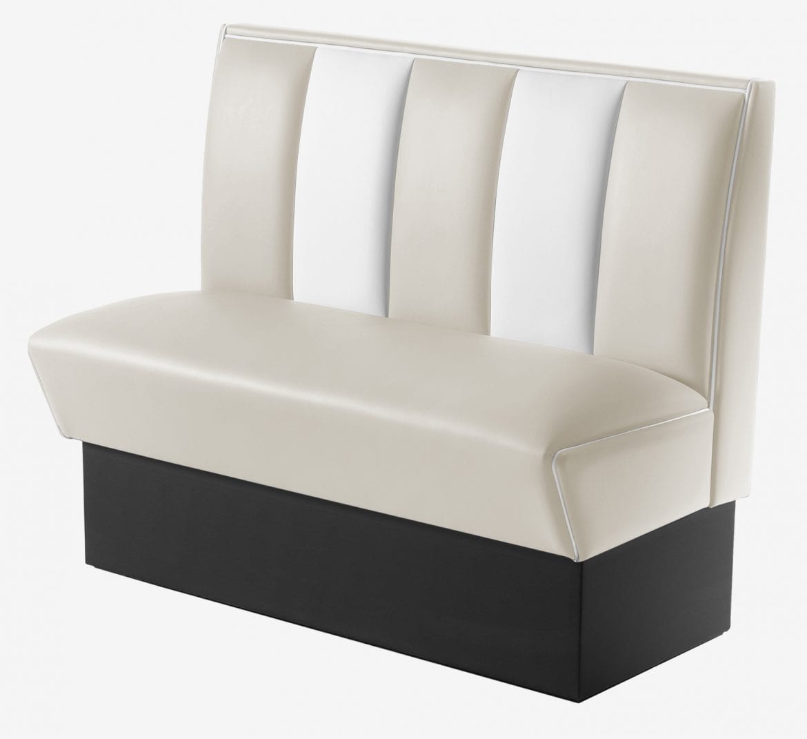 banquette américaine de cuisine bicolore en vinyle ivoire et blanc