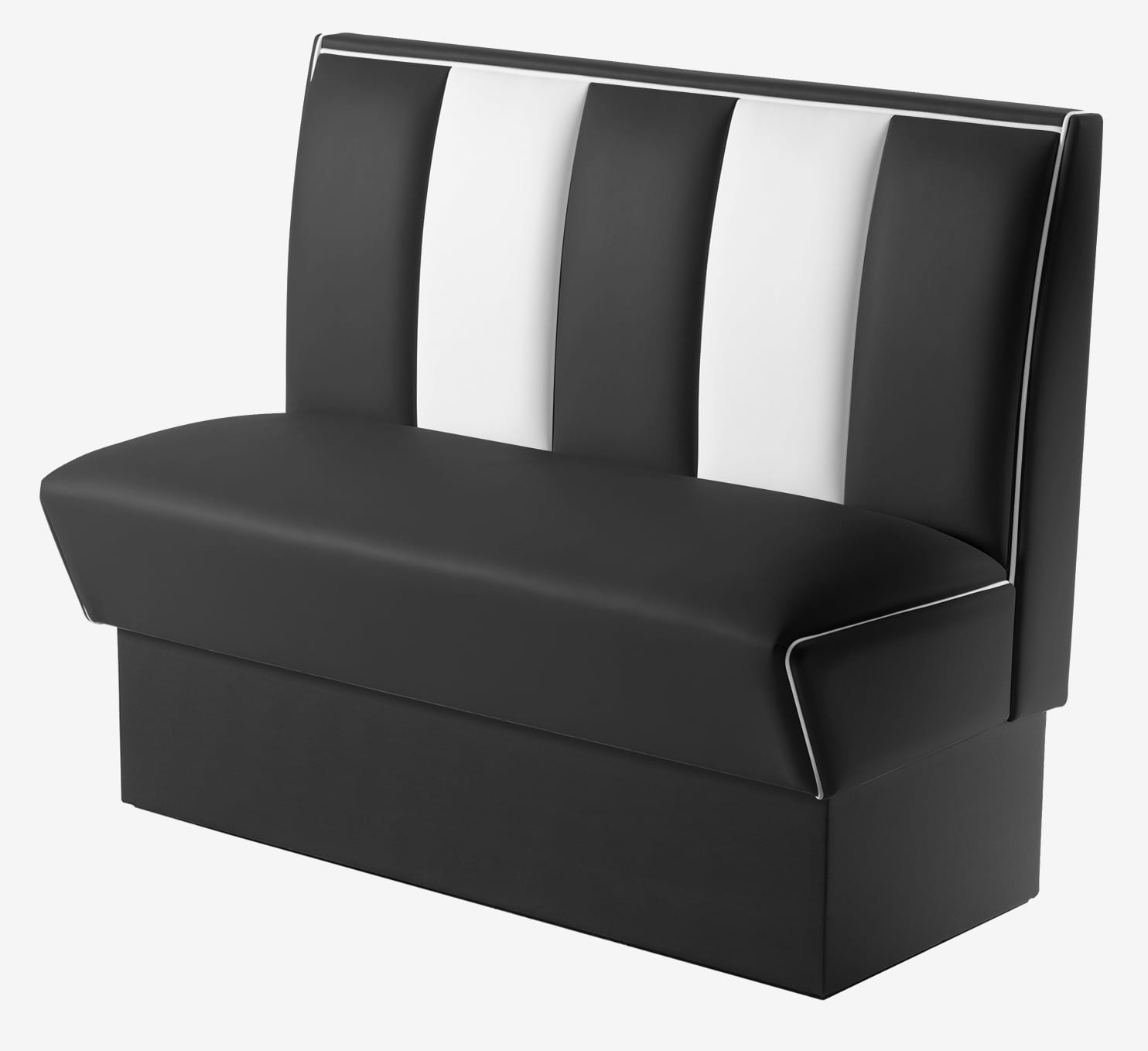 banquette de cuisine en cuir noir et blanc rétro