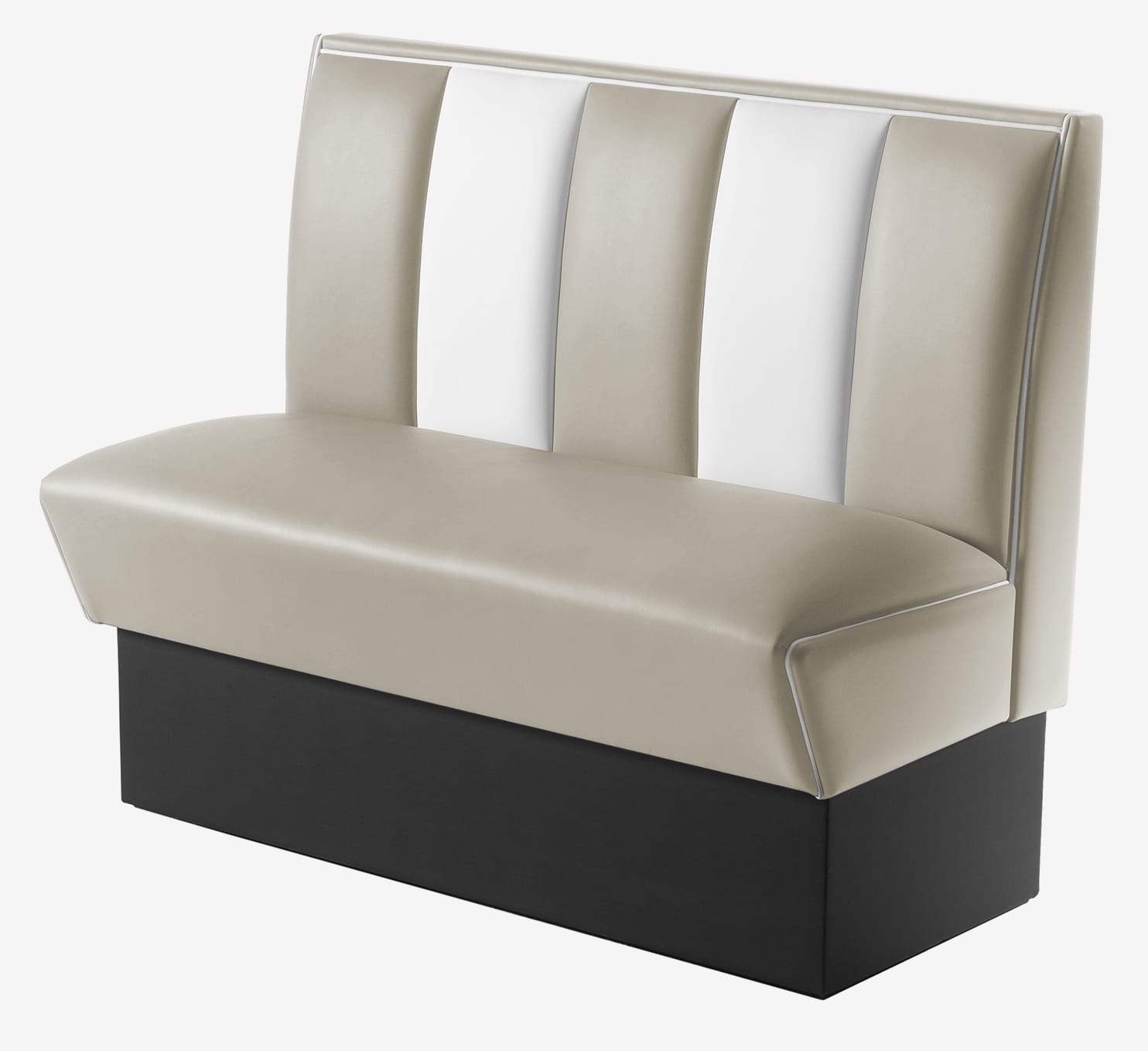 banquette de cuisine américaine en cuir beige et blanc rétro