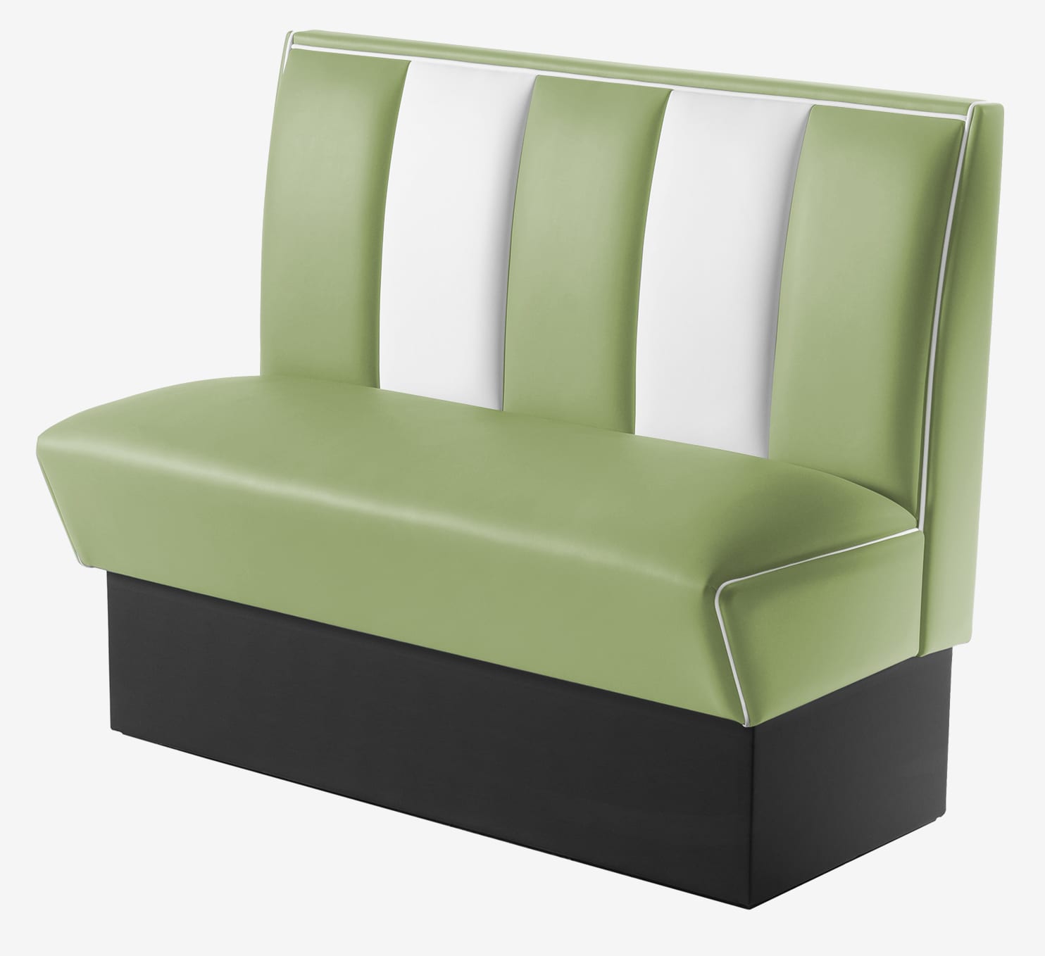 banquette de fast-food vintage bicolore vert pistache et blanc
