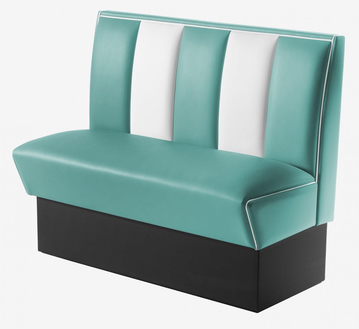 banquette de resto vintage turquoise et blanc 2 places