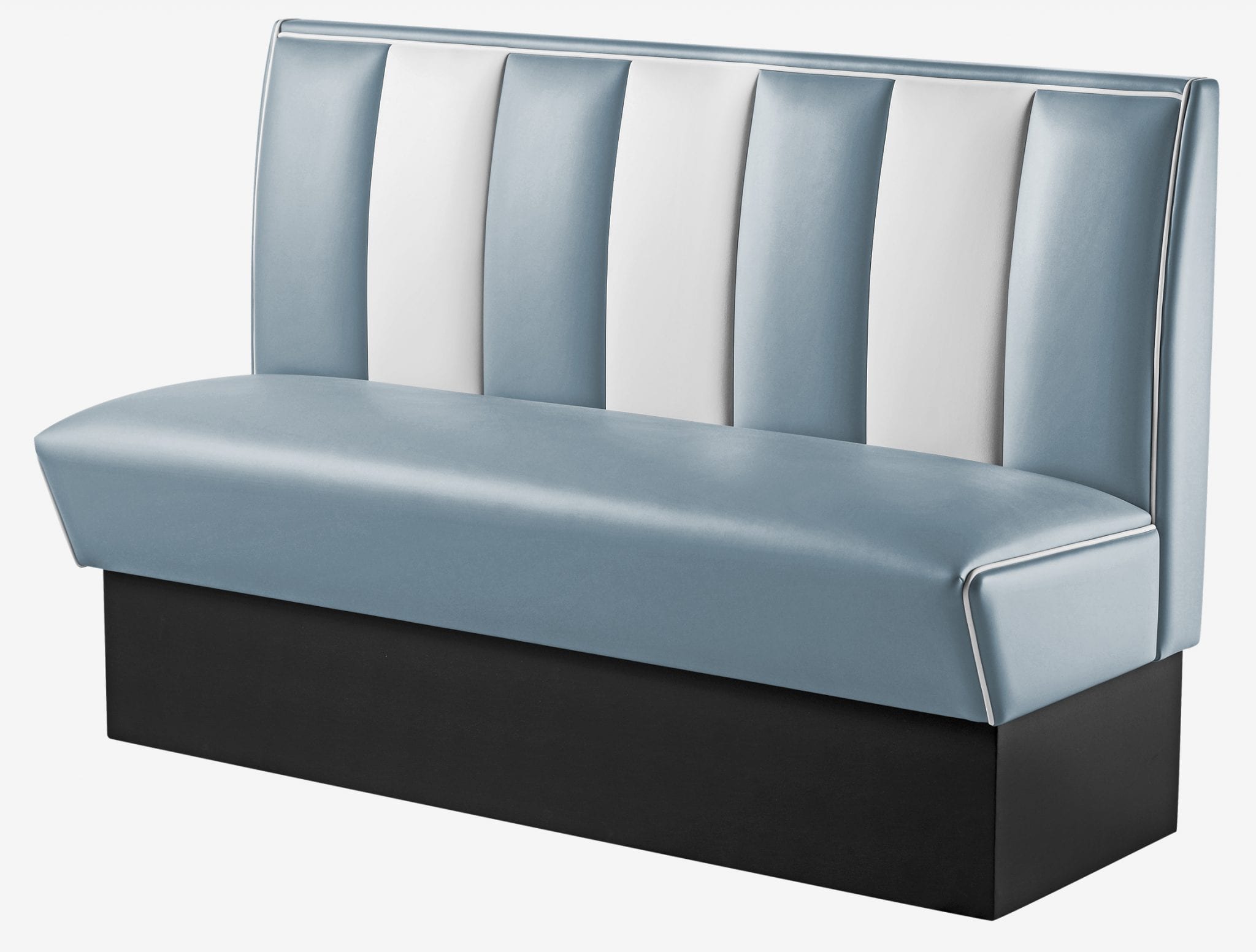 banquette américaine 3 places bicolore bleu et blanc rétro