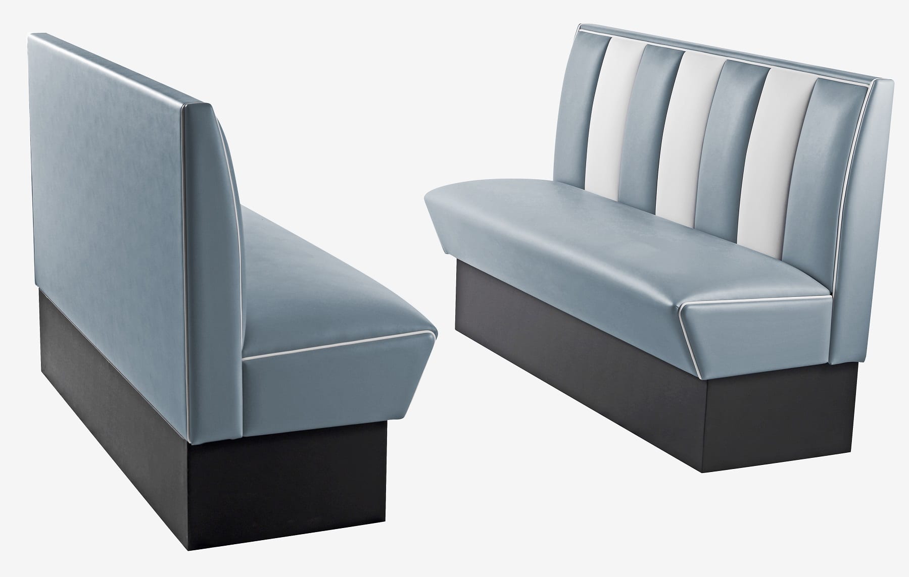 banquette de Diner 50s bicolore en vinyle bleu et blanc
