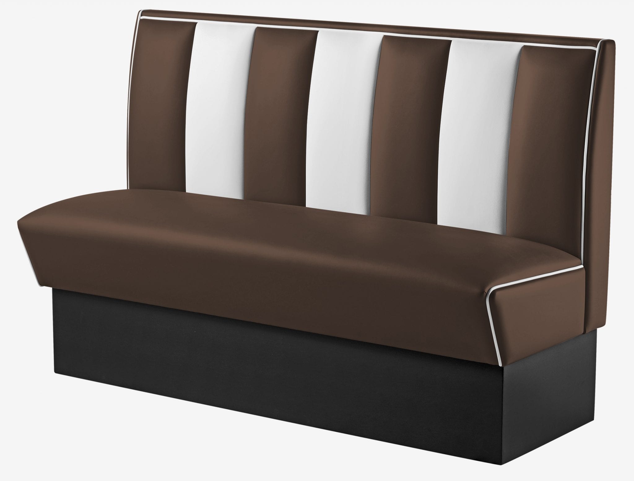 banquette vintage de cuisine 3 places vinyle bicolore marron chocolat et blanc