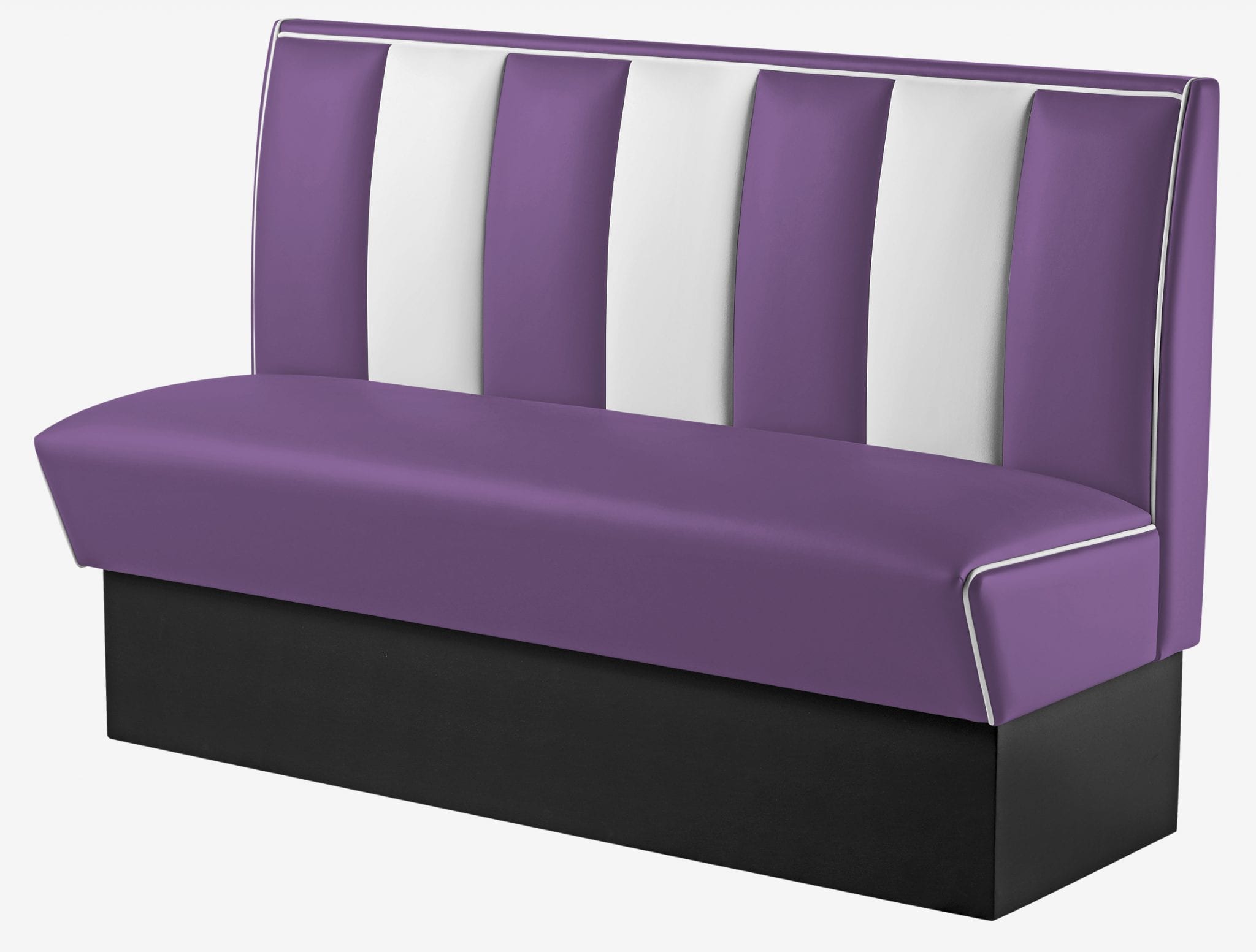 banquette de Diner américain en vinyle bicolore violet et blanc 3 places