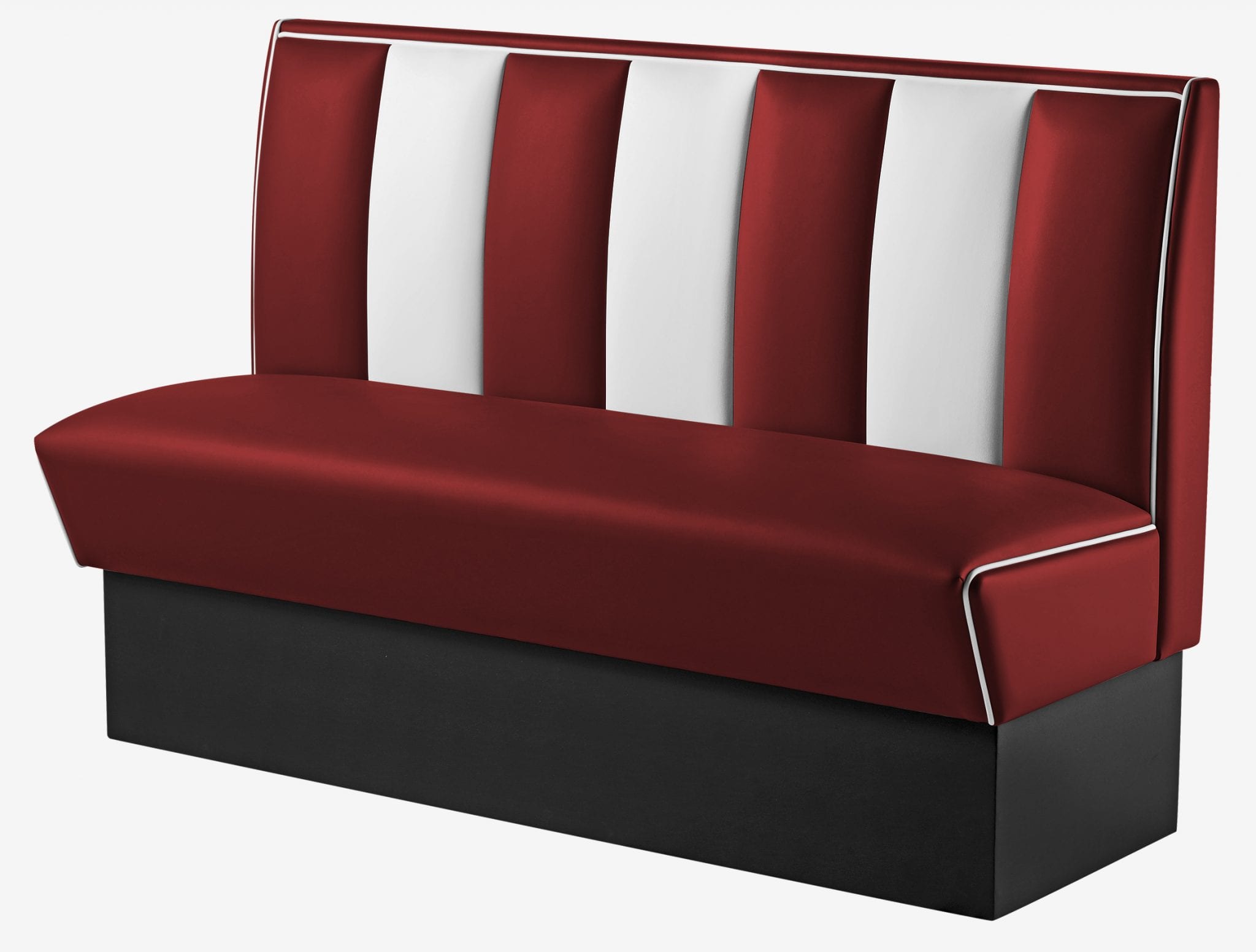 banquette de cuisine américaine rétro bicolore rouge ruby et blanc 3 places