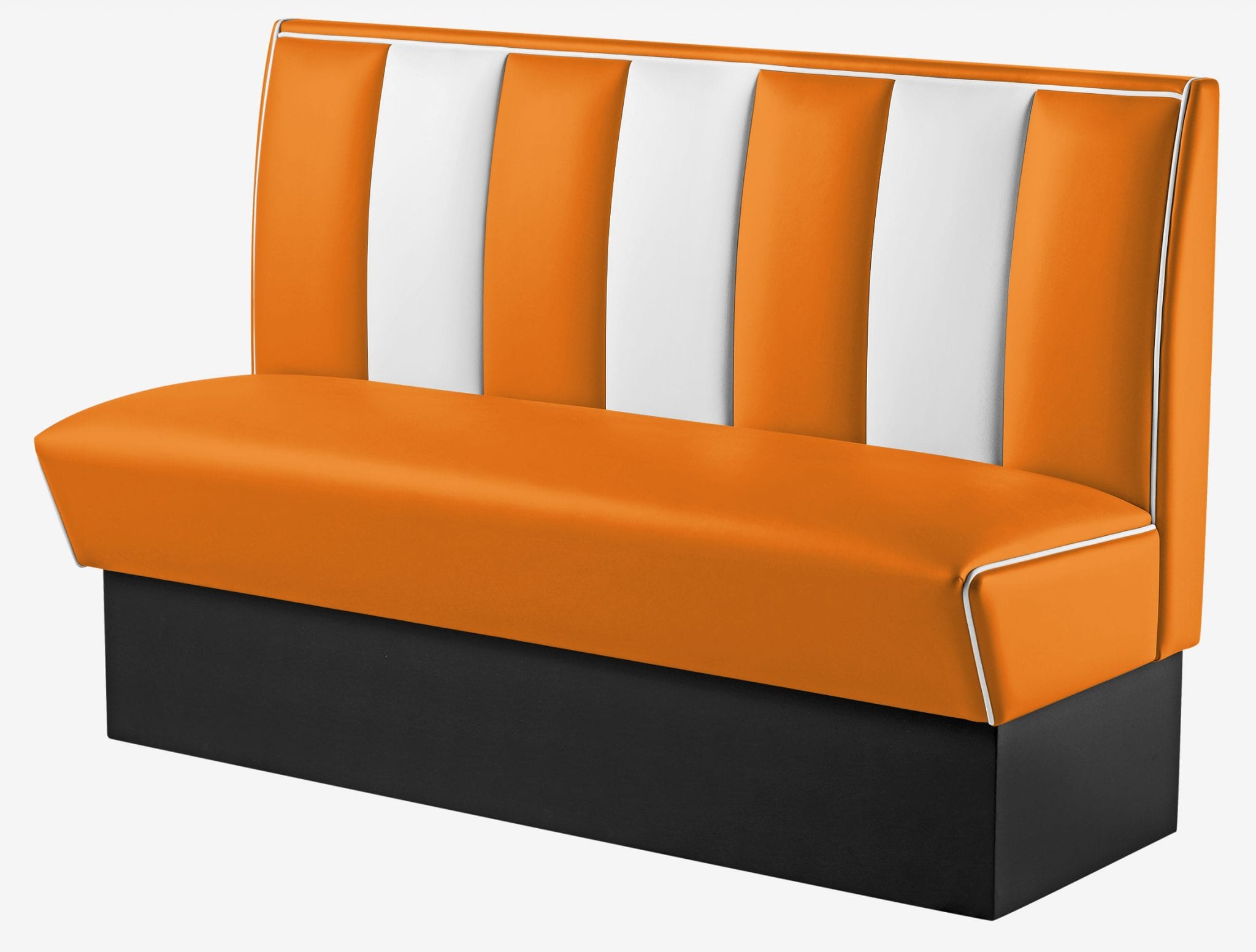 banquette de bar rétro bicolore 3 places orange et blanc