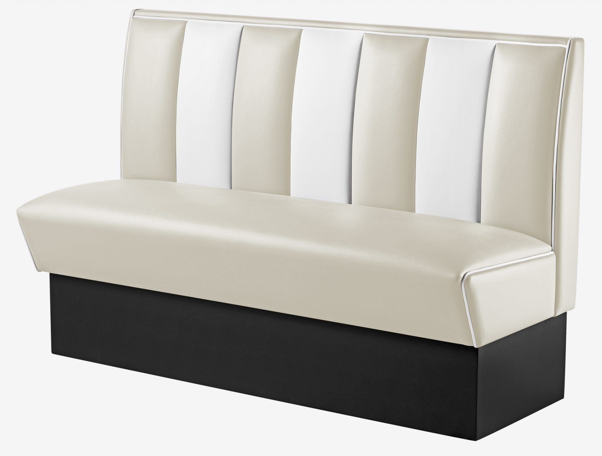 banquette américaine 3 places rétro vinyle bicolore ivoire et blanc