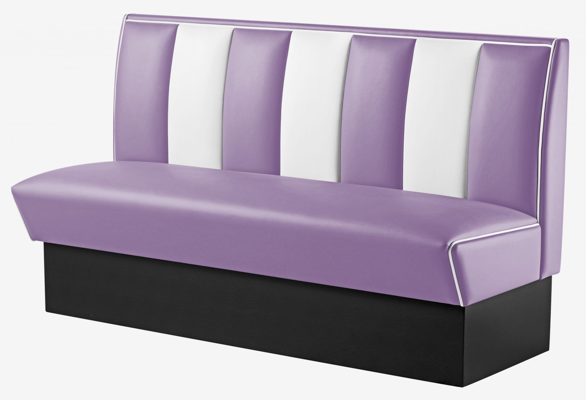 banquette vintage de cuisine 3 places large vinyle mauve et blanc