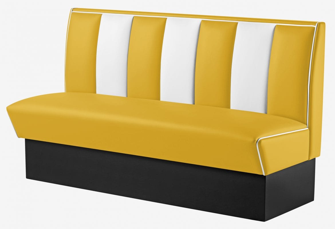 banquette de restaurant américain 3 places large bicolore vinyle jaune mangue