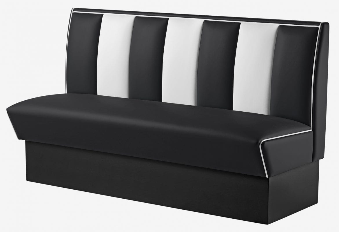 banquette de Diner 3 places large rétro blanc et noir en éco-cuir