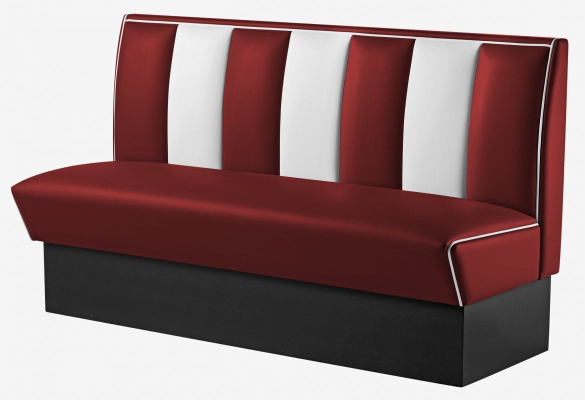 banquette de cuisine large américaine bicolore rouge ruby et blanc