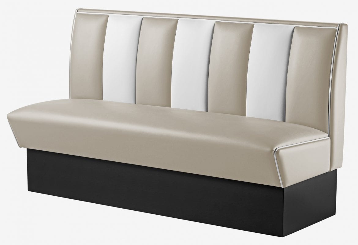 banquette de cuisine 3 places large vinyle beige et blanc rétro