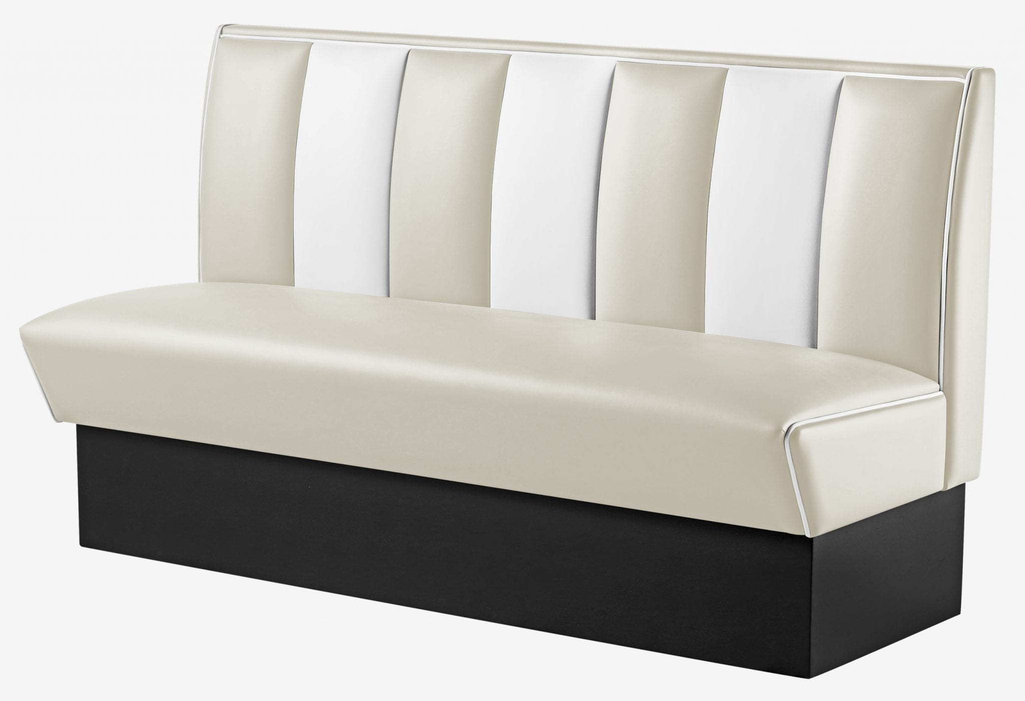 banquette 3 places large vintage ivoire et blanc en vinyle