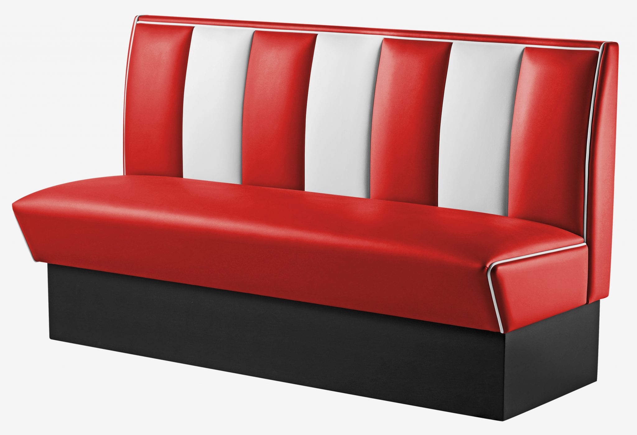 banquette 3 places de cuisine rétro en vinyle bicolore rouge et blanc
