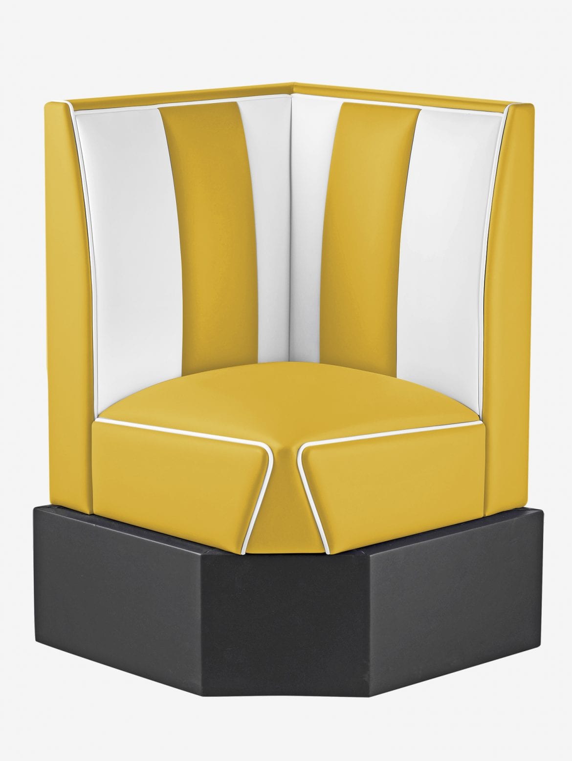 banquette dangle de Diner américain jaune mangue et blanc