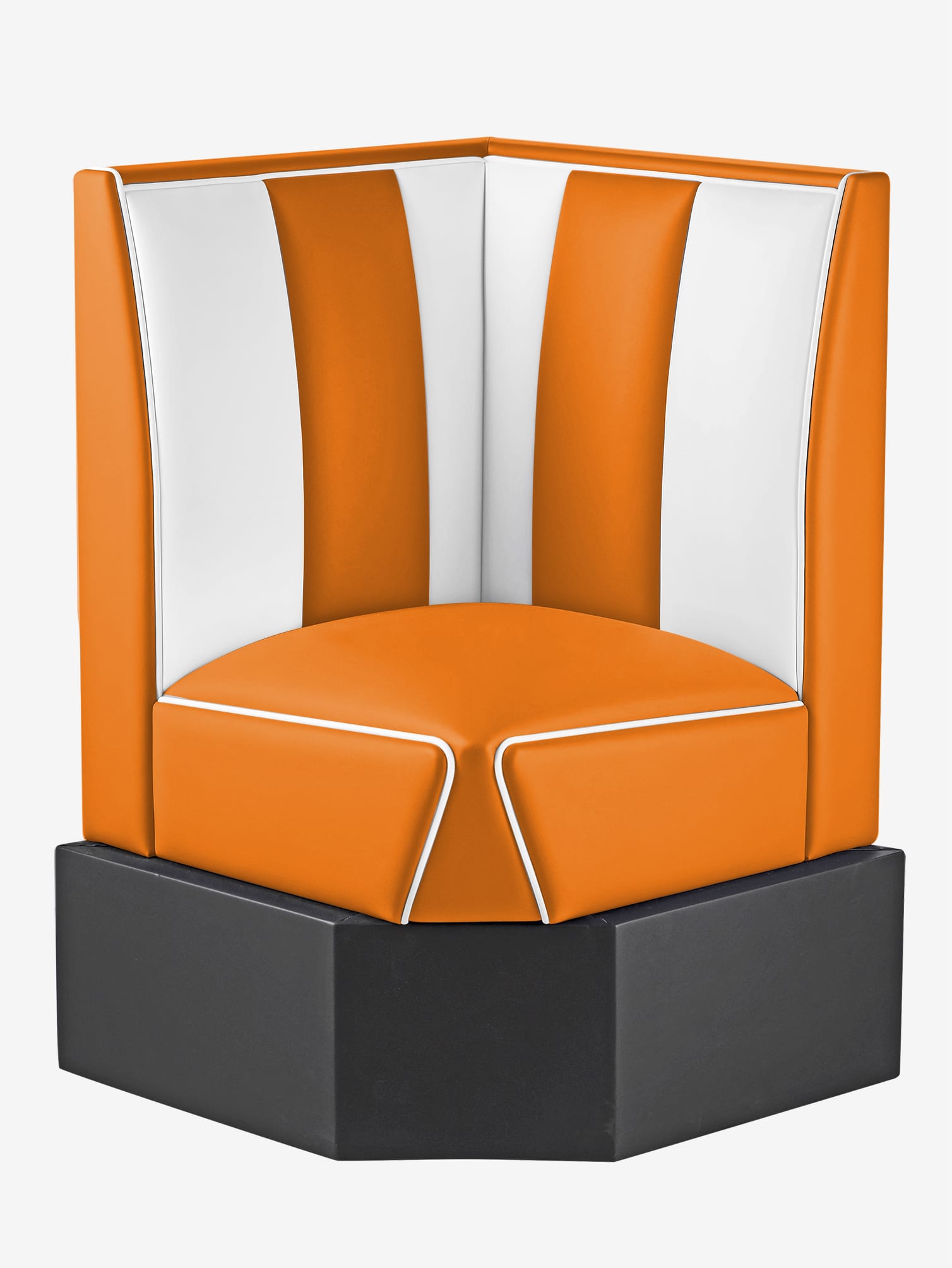 banquette dangle vintage en éco-cuir orange et blanc 50s