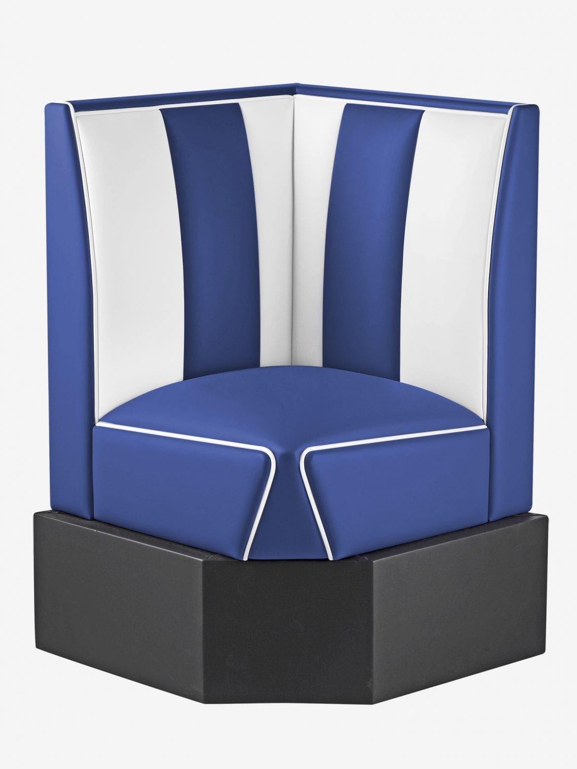banquette dangle rétro bicolore en vinyle bleu paon et blanc