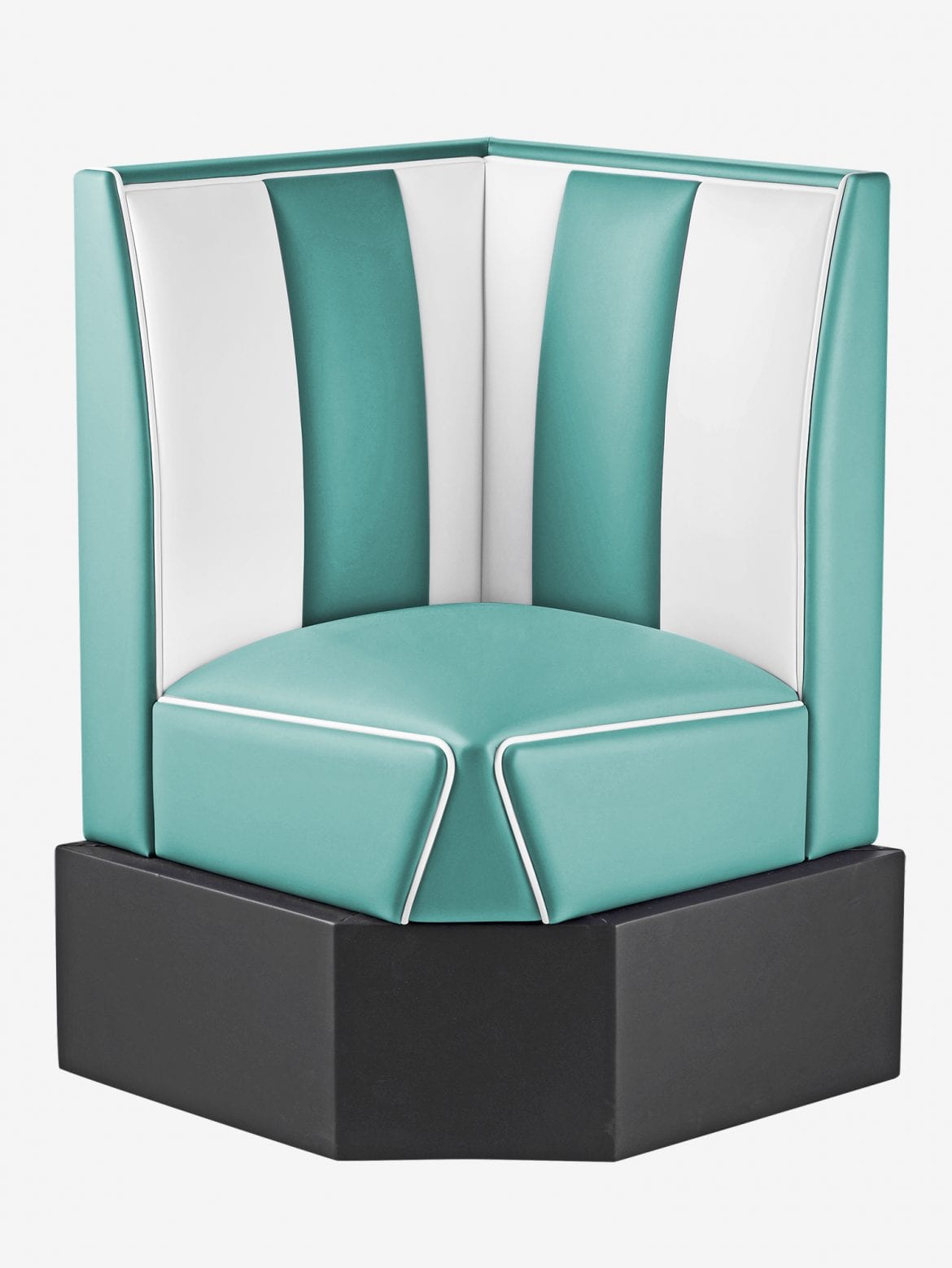 banquette dangle en cuir turquoise et blanc vintage