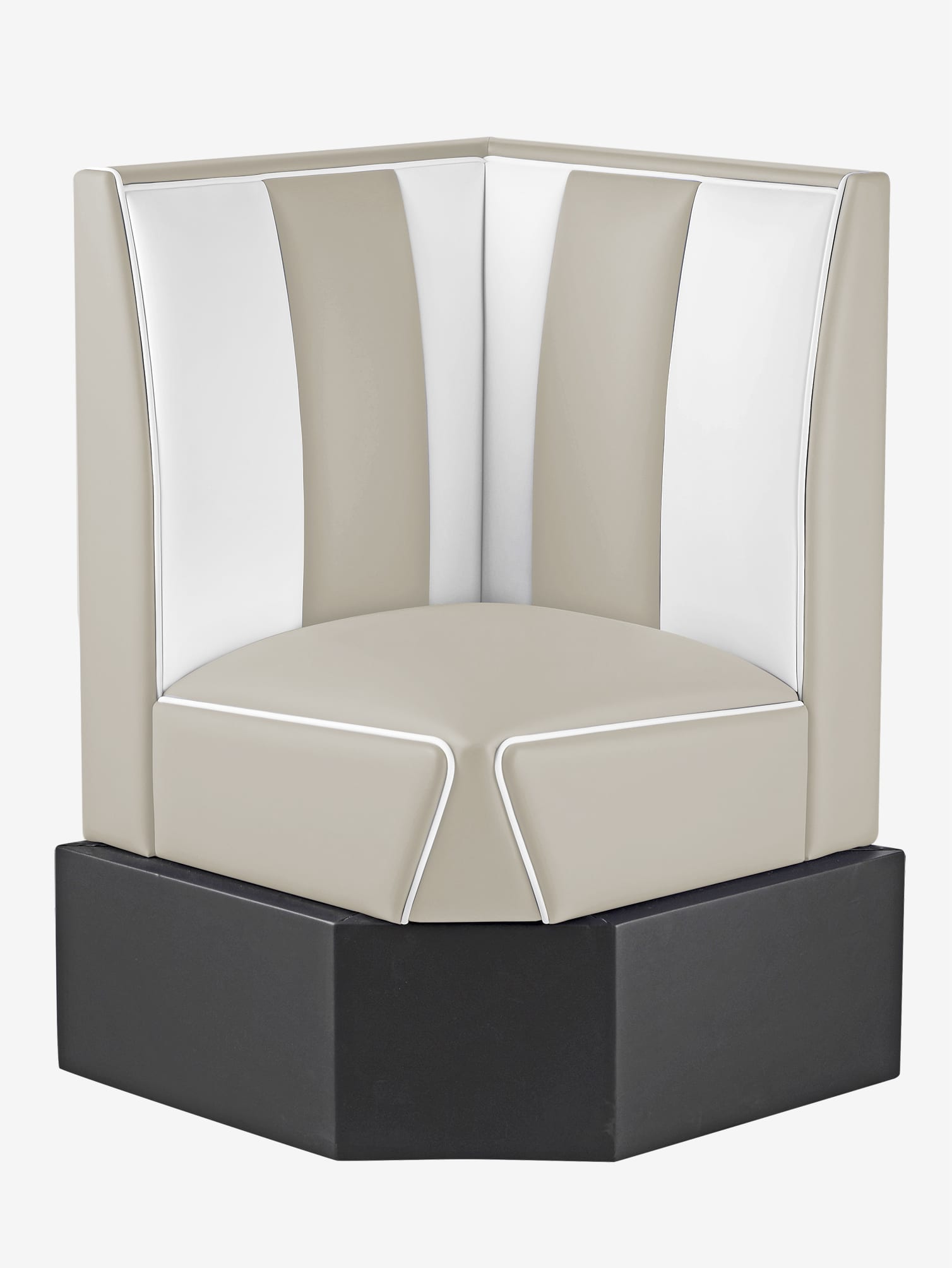 banquette dangle de restaurant rétro en vinyle beige et blanc 50s