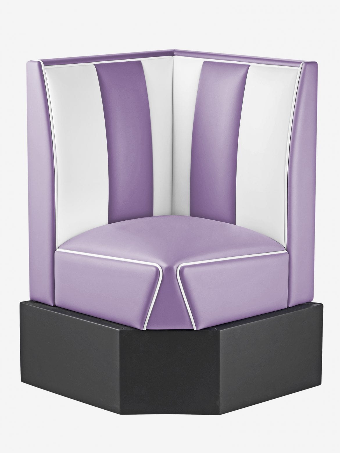 banquette dangle de restaurant américain mauve et blanc rétro