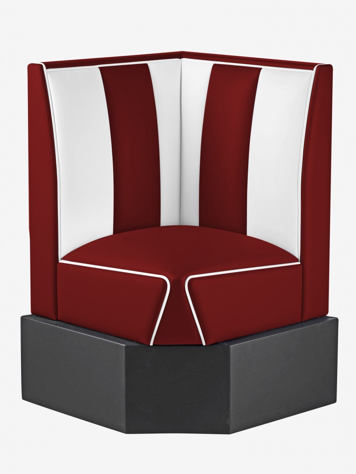 banquette dangle 50s bicolore en vinyle rouge ruby et blanc