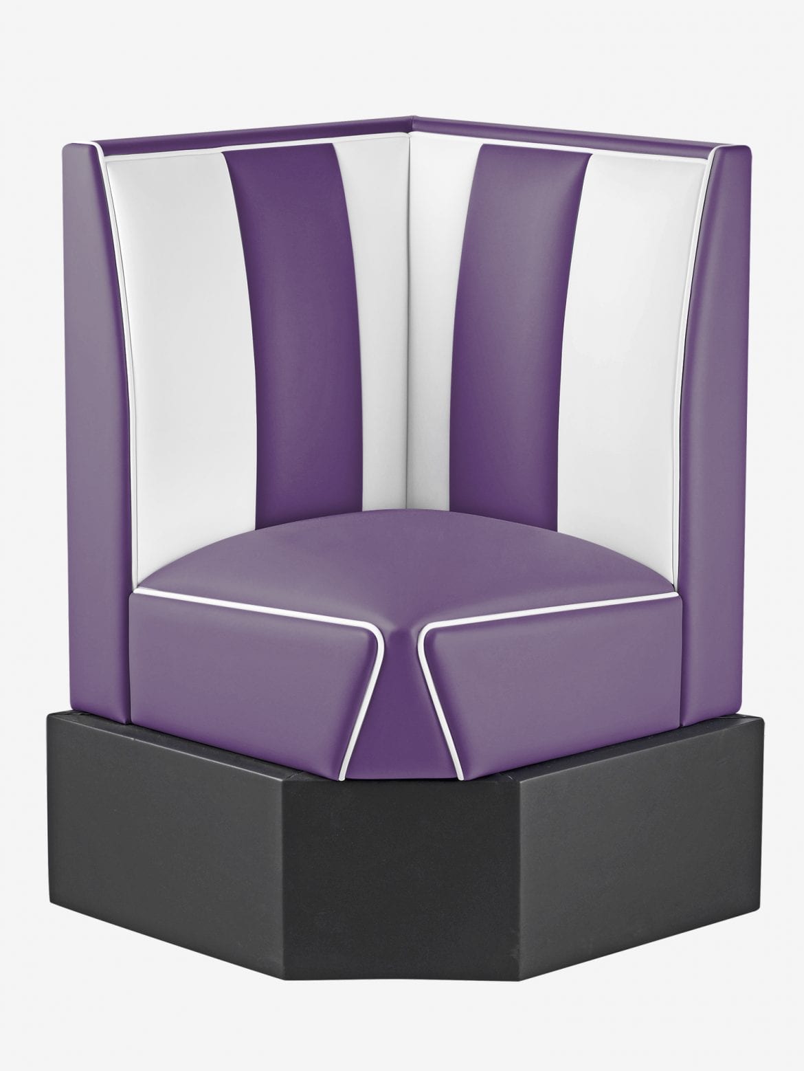 banquette dangle de bar en vinyle bicolore violet et blanc