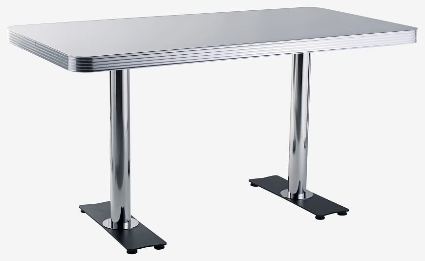 table de cuisine 2 pieds chromés blanche