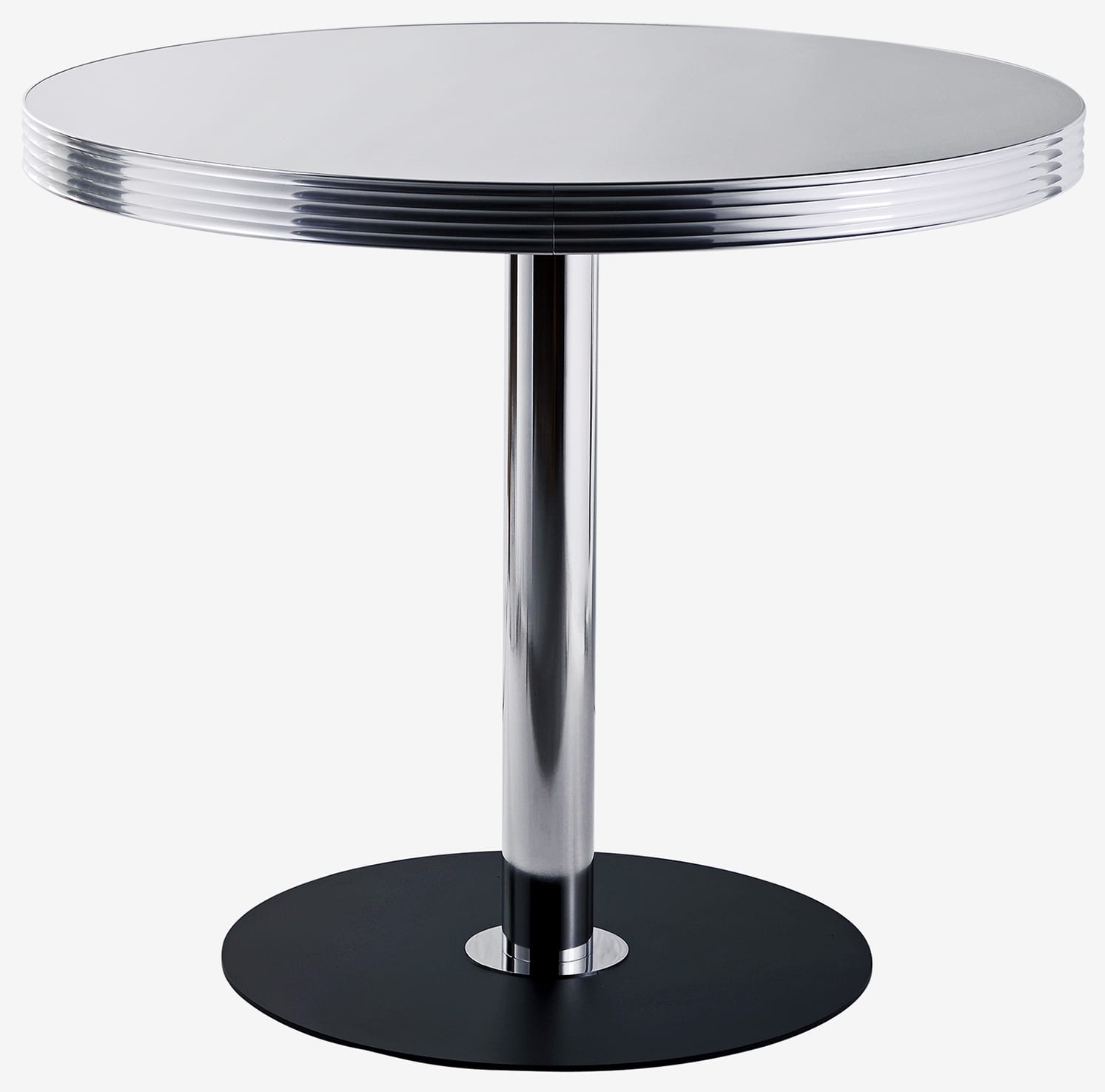 Table de terrasse rétro 50s San Francisco ronde stratifié blanc