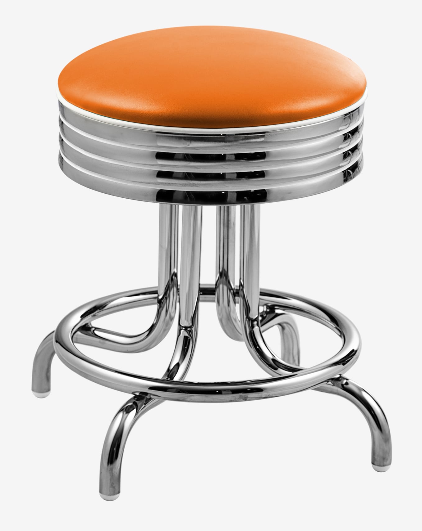 tabouret rétro chromé saint-louis 48cm orange mandarine