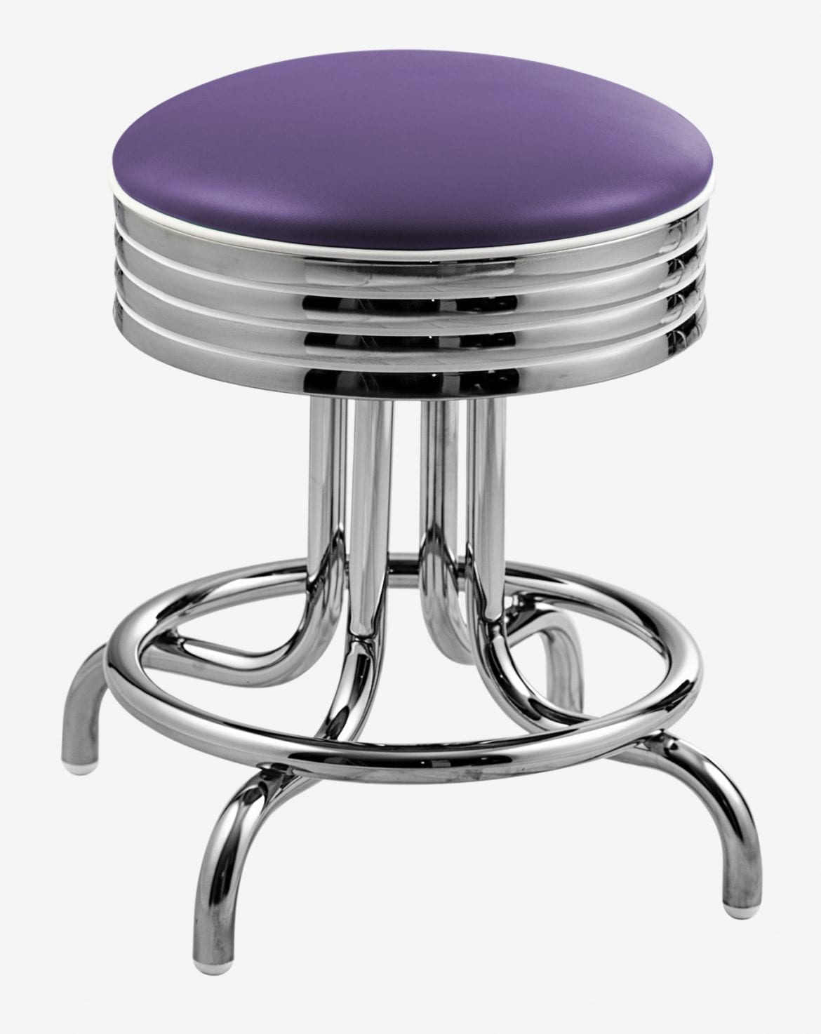 tabouret vintage en vinyle violet chromé st-louis
