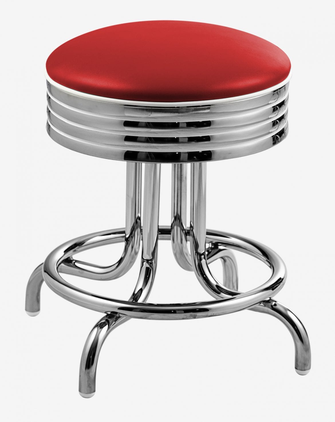 tabouret vintage de bar chromé st-louis rouge 48cm