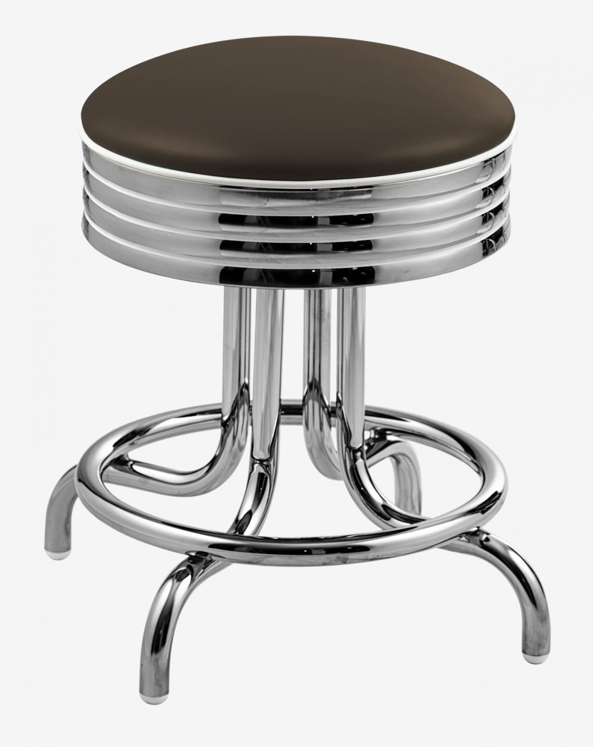 tabouret de bar pivotant chromé st-louis en vinyle marron