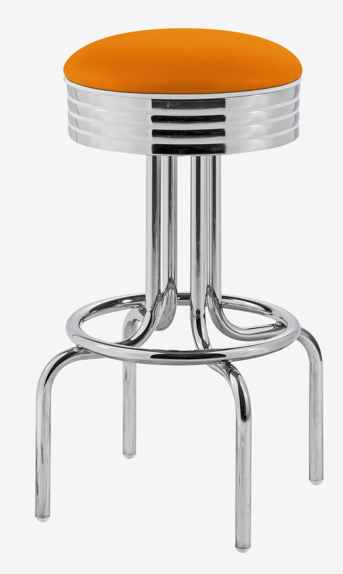 tabouret de bar vintage chromé Louisville orange mandarine