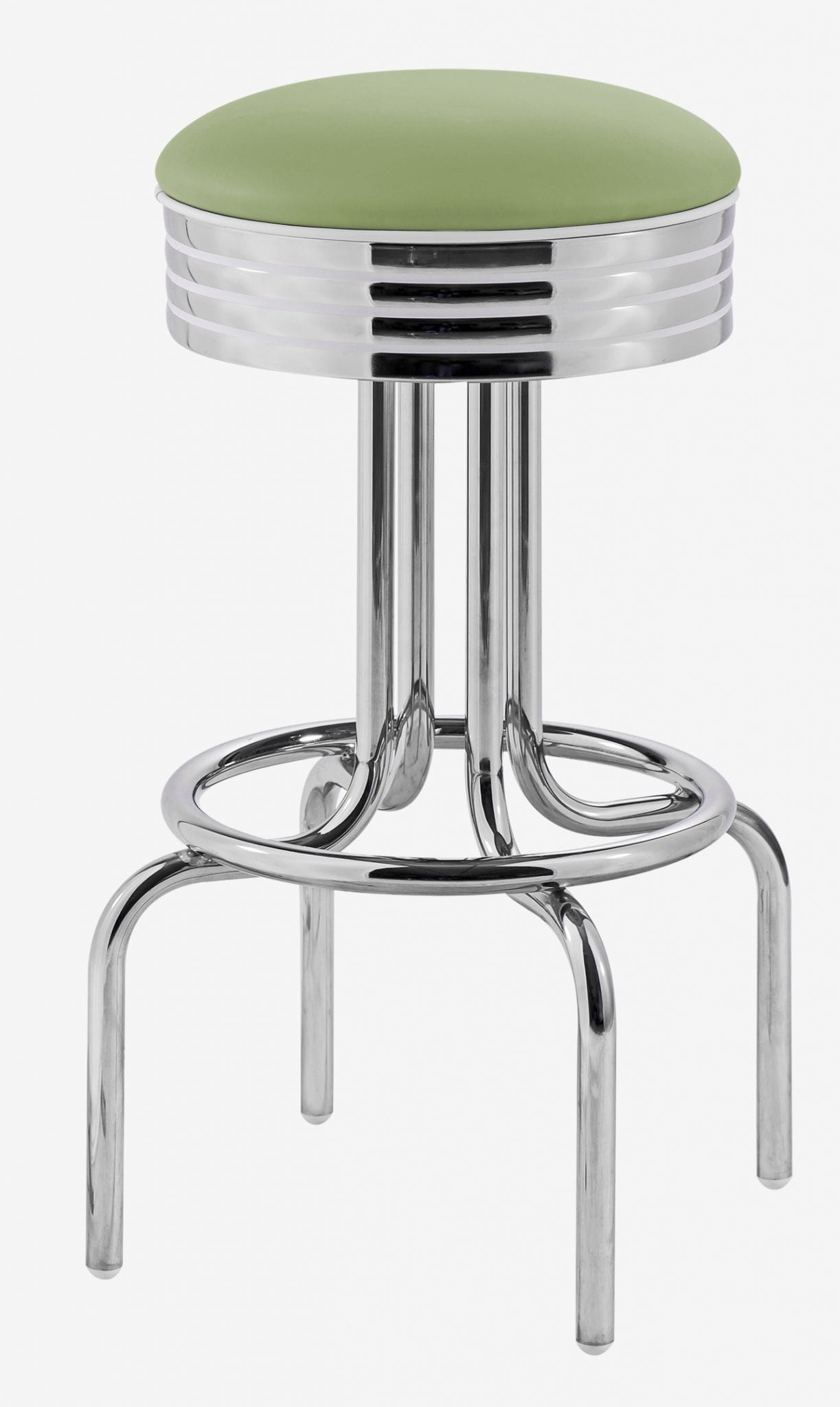tabouret de bar rétro Louisville chromé assise pivotante vert pistache