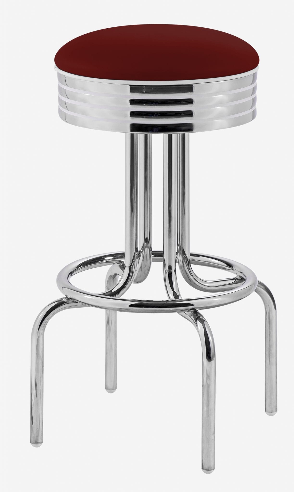tabouret de bar rétro Louisville assise en vinyle rouge ruby