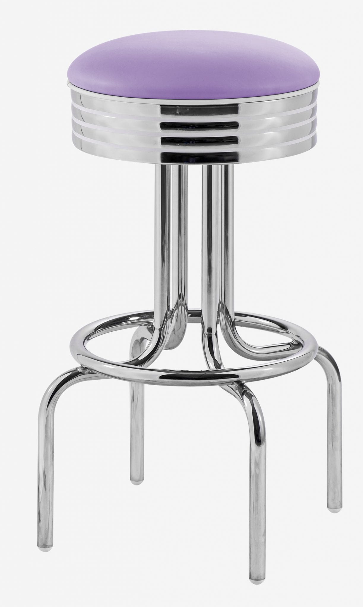 tabouret de bar professionnel chromé assise vinyle mauve