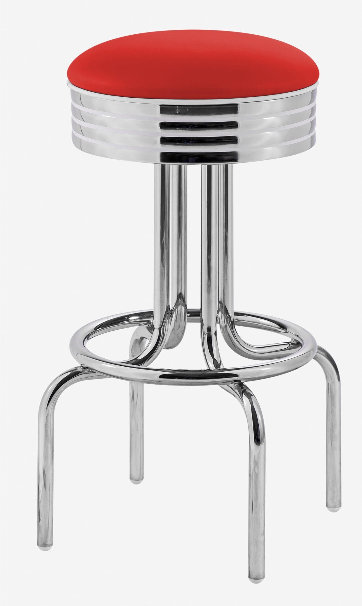 tabouret de bar Louisville chromé assise en vinyle rouge