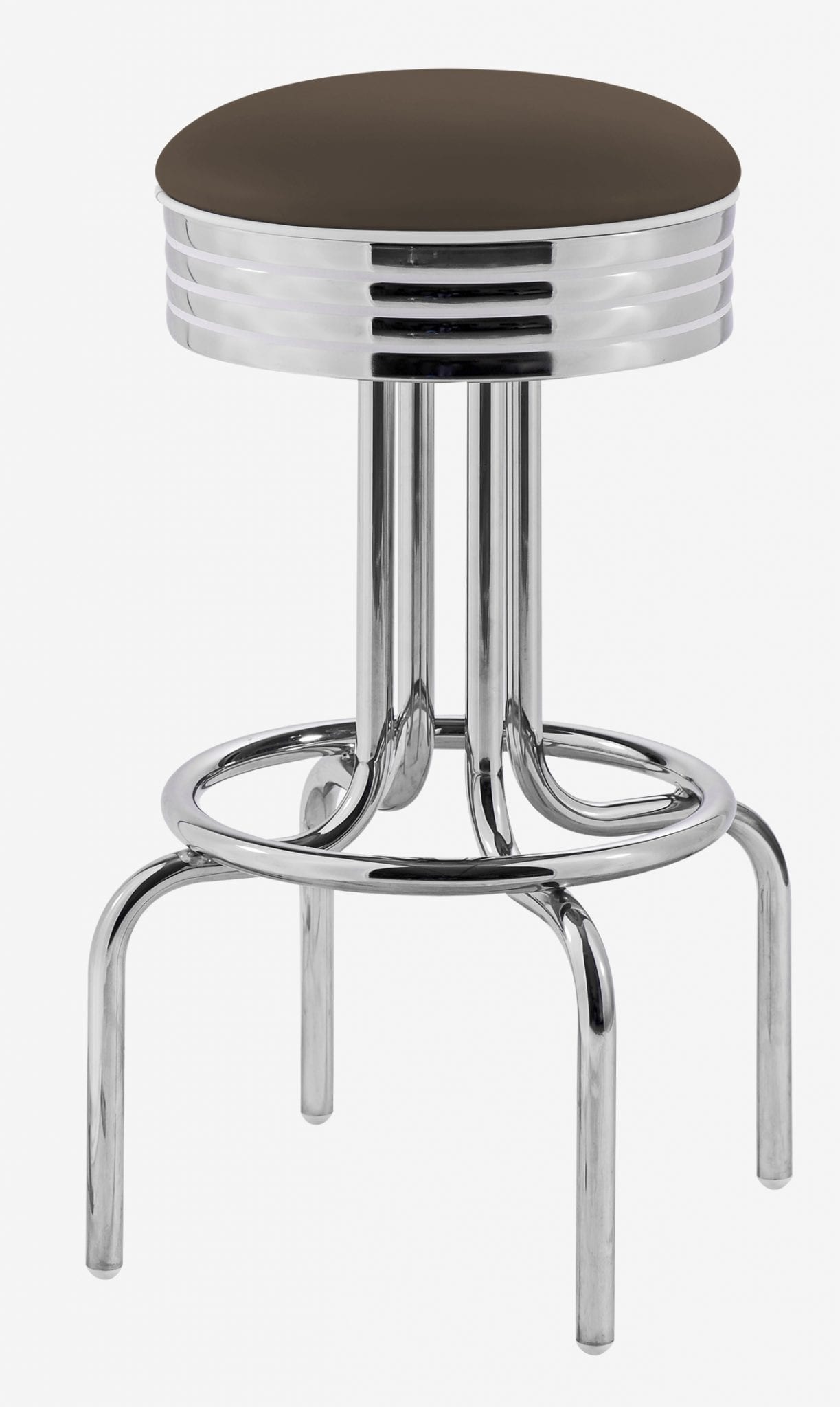 tabouret de bar Louisville chromé assise en vinyle marron
