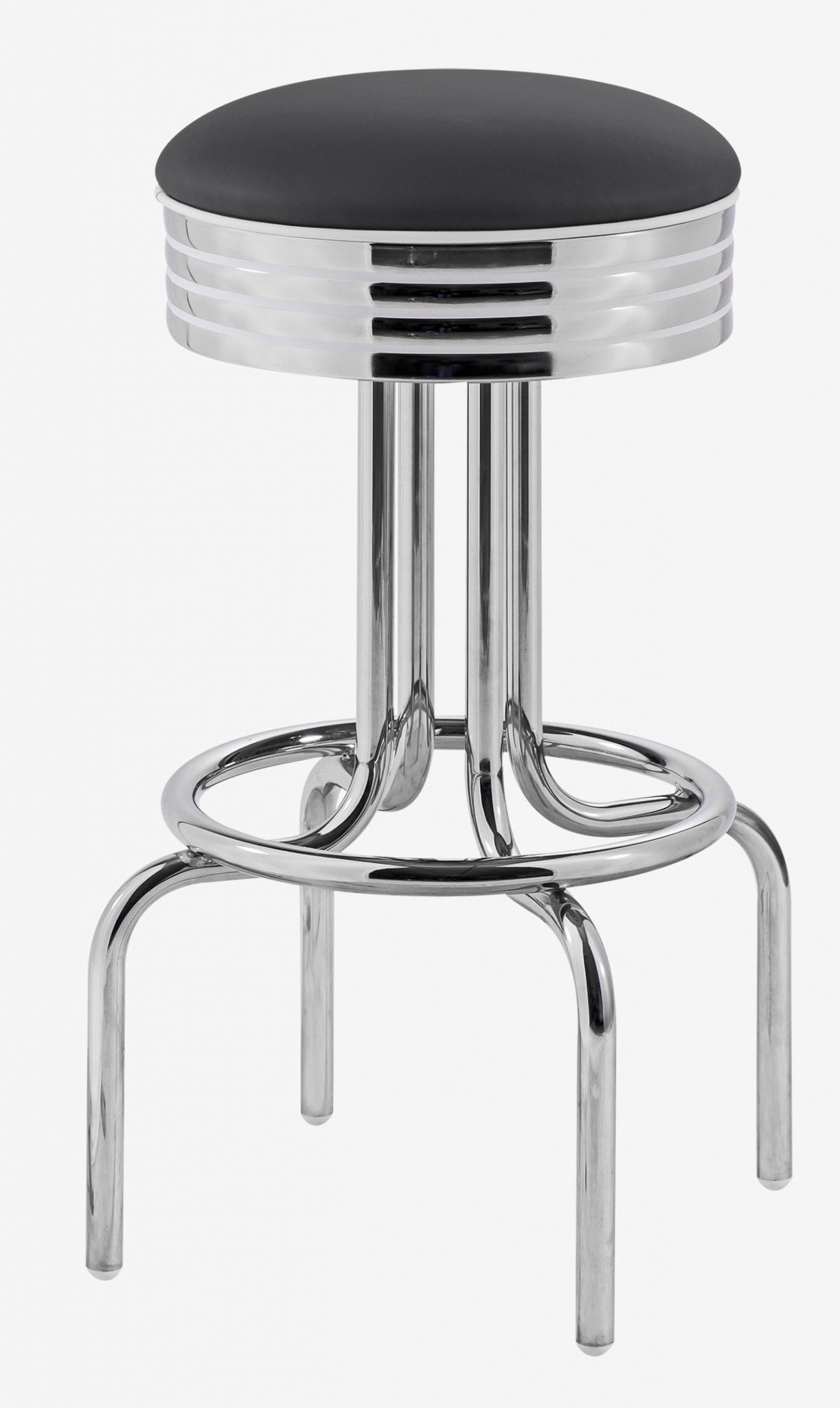 tabouret de bar chromé pivotant rétro Louisville vinyle noir