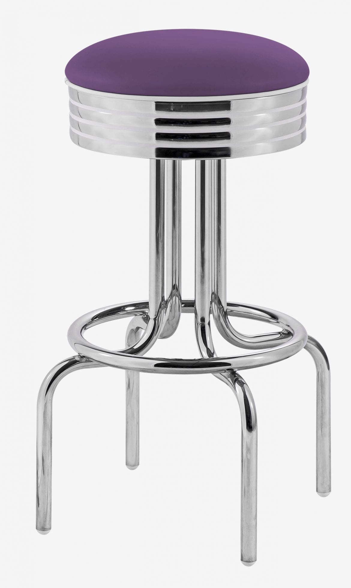 tabouret de bar chromé assise vinyle violet Louisville