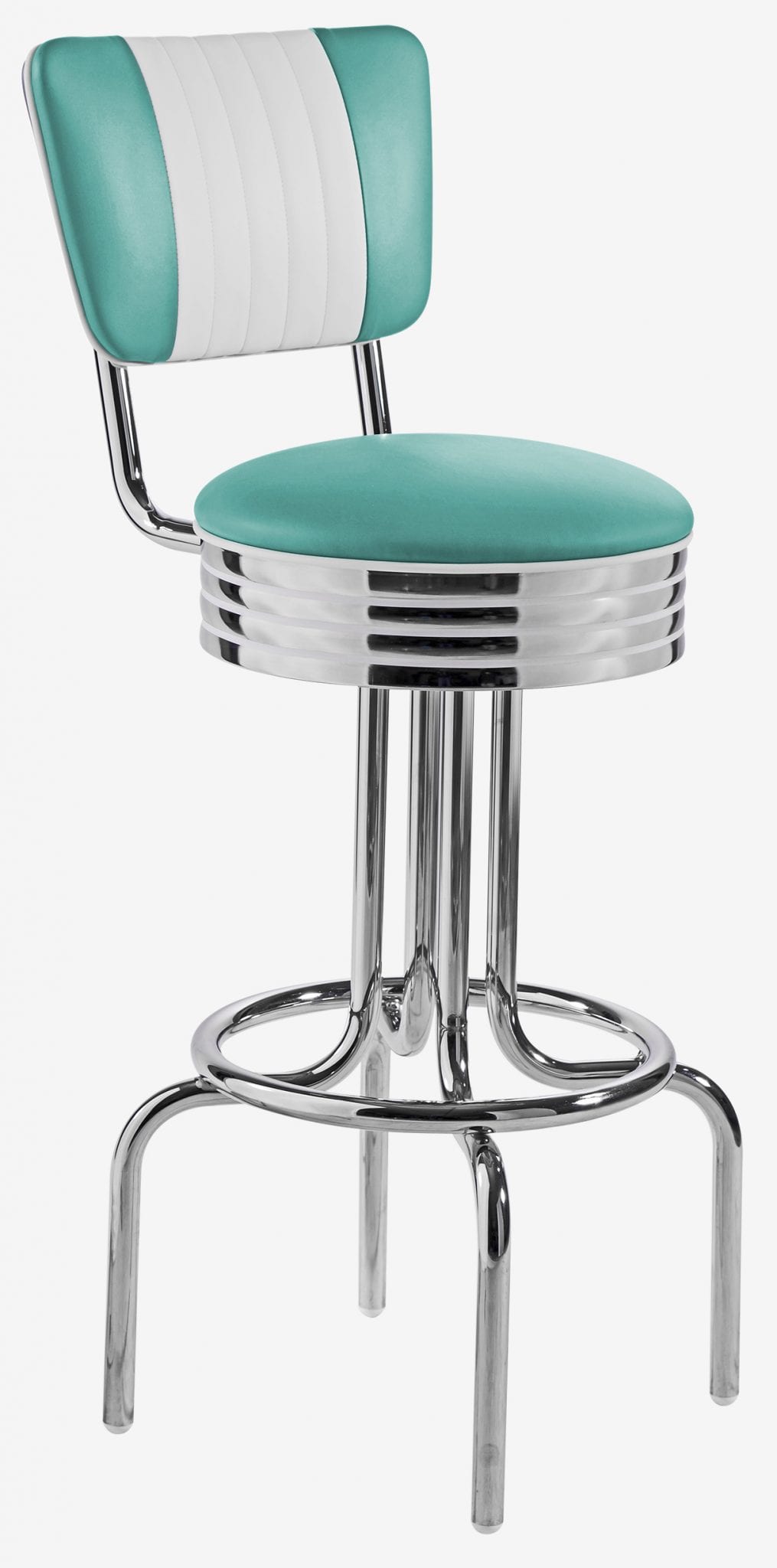 tabouret de bar vintage Portland vinyle bicolore turquoise et blanc