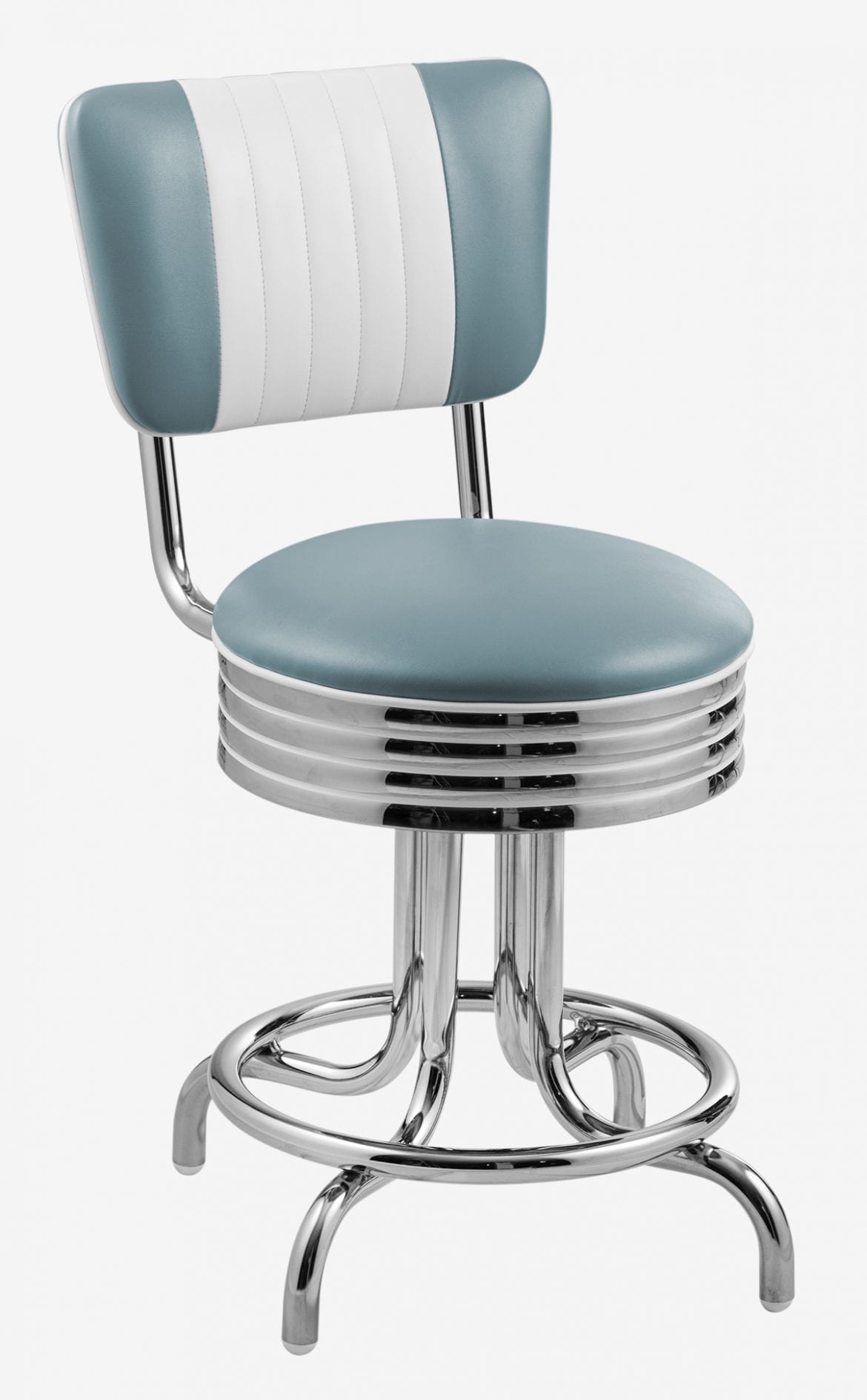 tabouret de cuisine little rock vintage avec dossier bicolore bleu et blanc