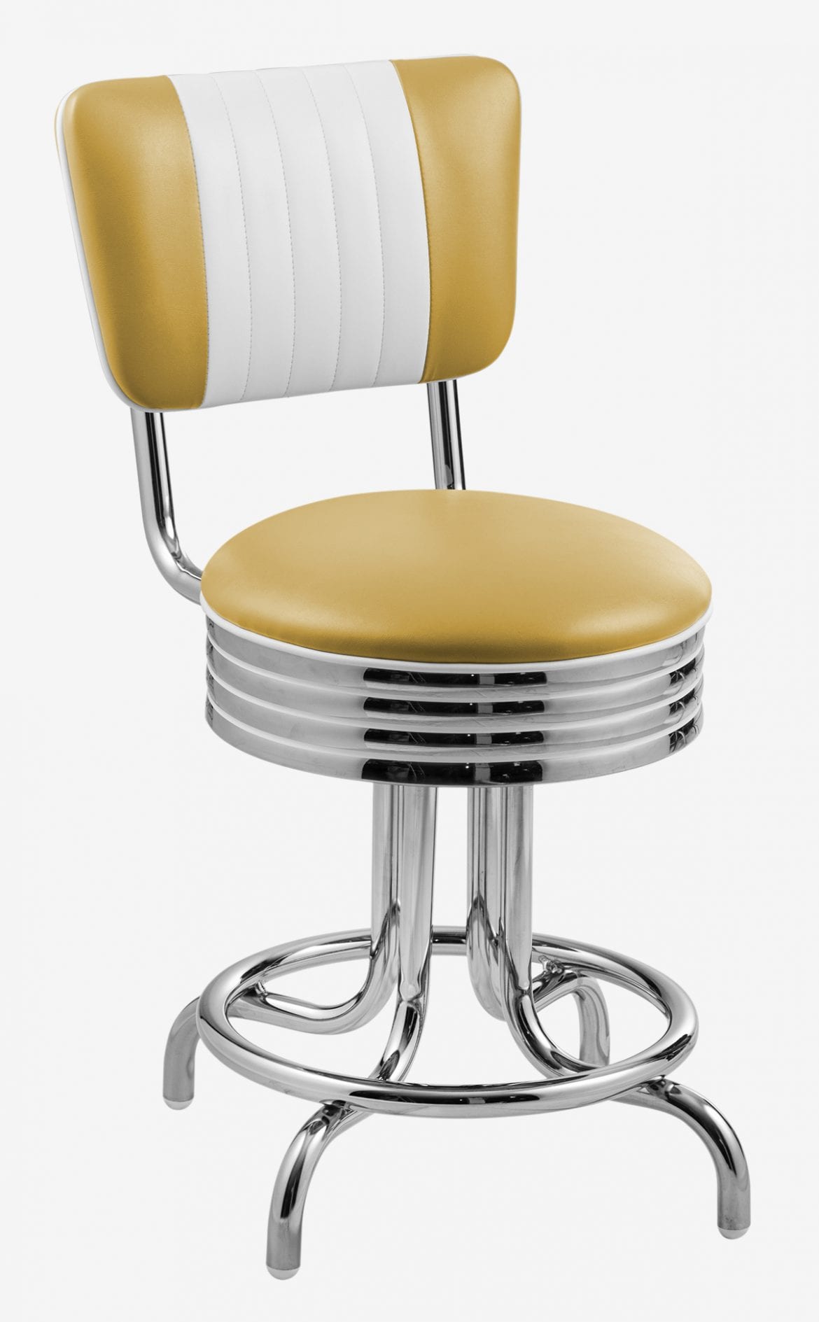tabouret de cuisine vintage avec dossier jaune mangue