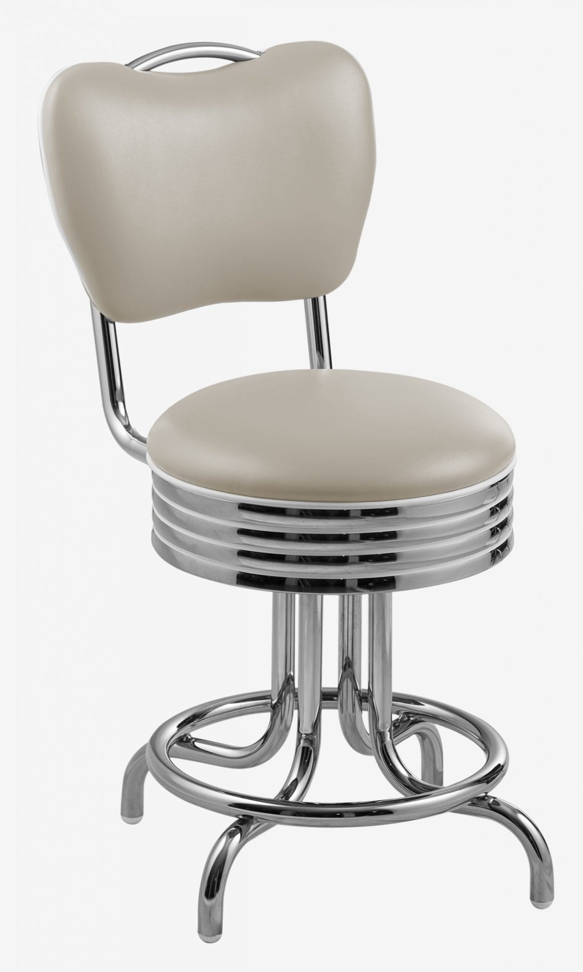 tabouret de bar chromé avec dossier Daytona beige
